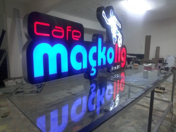Maçkolig Futbol Kafe Tabela 3D Led Neon Etkili Işıklı Tabela Kutu Harf Depo Reklam Tabela Kartal - 3