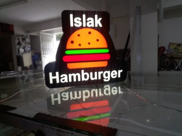 Görselli Islak Hamburger Tabela 3D Led Neon Etkili Işıklı Tabela Depo Reklam Tabela İstanbul Atalar ürün görseli