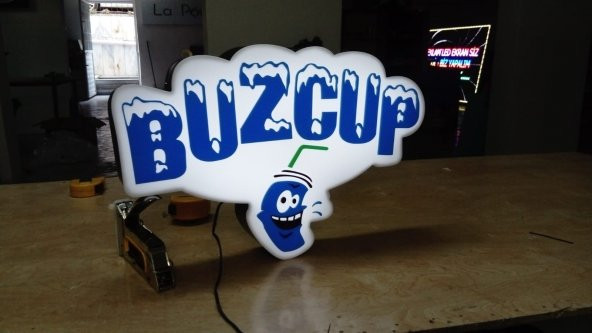 Buzcup Dondurma İce Cream Tabela 3D Led Neon Etkili Işıklı Tabela Kutu Harf Depo Reklam Tabela ürün görseli