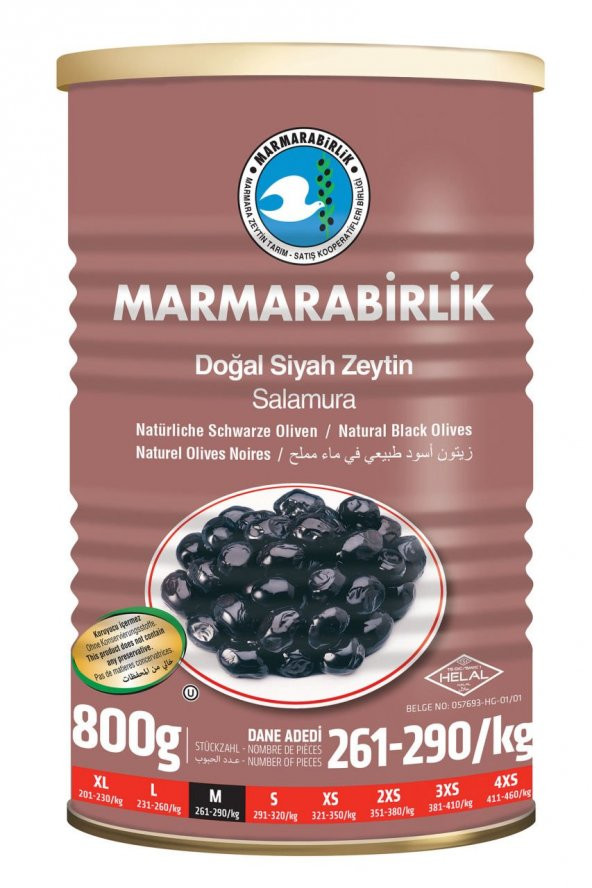 Marmarabirlik Süper Zeytin 800gr. Teneke