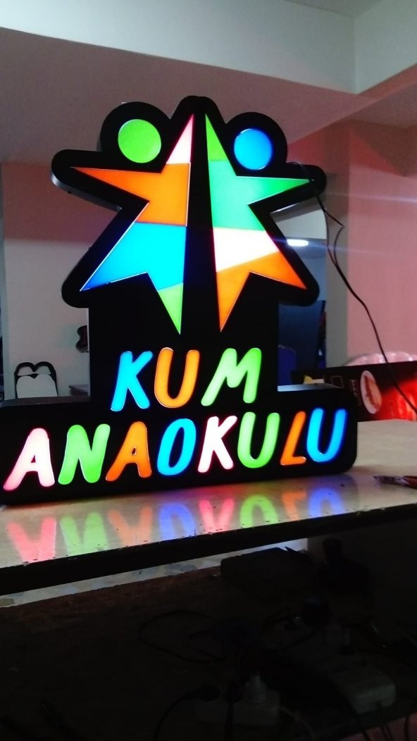 Kum Anaokulu Tabela 3D Led Neon Etkili Işıklı Tabela Kutu Harf Depo Reklam Tabela Kartal İstanbul - 1