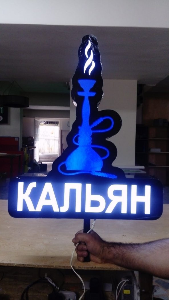 Rusça Yazılı Görselli Tabela 3D Led Neon Etkili Işıklı Tabela Depo Reklam Tabela Kartal İstanbul