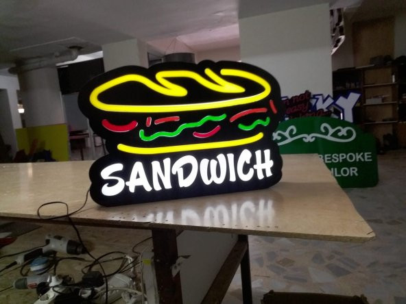 Sandwich Görselli Yazılı Tabela 3D Led Neon Etkili Işıklı Tabela Depo Tabela Kartal İstanbul ürün görseli