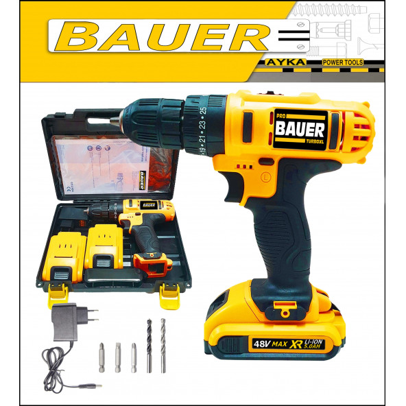 Bauer 32 Volt 5.0 Amper Çift Akülü Şarjlı Vidalama Matkap O32V50AS