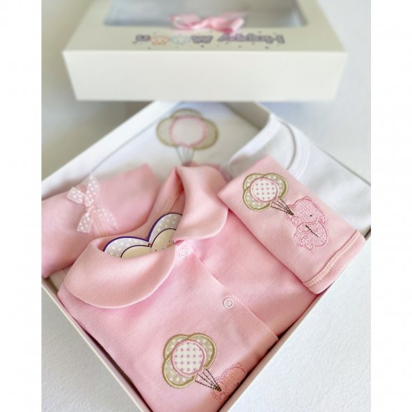 Bebek Natural Lüx Organik Hastane Çıkışı Yenidoğan Seti unisex 32575-Pembe (5 li) - 2