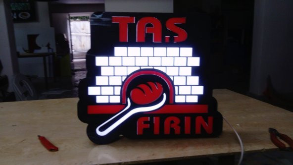 Taş Fırın Ekmek Tabelası 3D Led Neon Etkili Işıklı Tabela Kutu Harf Depo Reklam Tabela Kartal Atalar