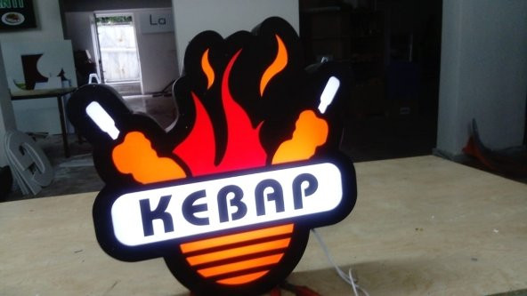 Kebap Yazılı Görselli Tabela 3D Led Neon Etkili Işıklı Tabela Kutu Harf Depo Reklam Butik Tabela ürün görseli