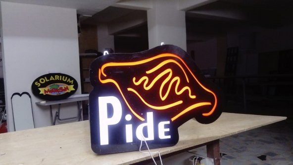 Pide Yazılı Görselli Tabela 3D Led Neon Etkili Işıklı Tabela Kutu Harf Depo Reklam Tabela İstanbul