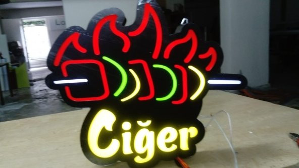 Ciğer Yazılı Görselli Tabela 3D Led Neon Etkili Işıklı Tabela Kutu Harf Depo Reklam Tabela İstanbul ürün görseli