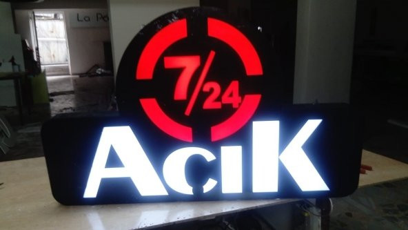 7-24 Açık Yazılı Tabela 3D Led Neon Etkili Işıklı Tabela Kutu Harf Depo Reklam Tabela Kartal Atalar