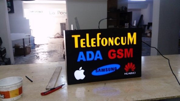 Telefoncum Ada Gsm Tabela 3D Led Neon Etkili Işıklı Tabela Kutu Harf Depo Reklam Tabela İstanbul - Resim 3