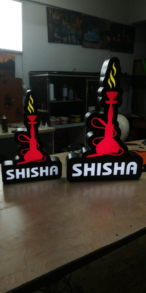 Shisha Yazılı Red Tabela 3D Led Neon Etkili Işıklı Tabela Kutu Harf Depo Reklam Tabela Kartal Atalar - Resim 2
