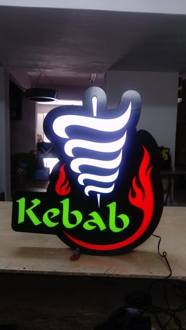 Kebab Görselli Tabela 3D Led Neon Etkili Işıklı Tabela Kutu Harf Depo Reklam Tabela İstanbul Kartal