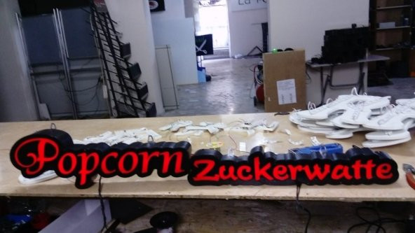 Popcorn Zuckerwatte Tabela 3D Led Neon Etkili Işıklı Tabela Depo Reklam Tabela İstanbul Kartal ürün görseli