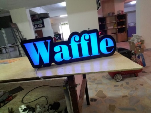 Waffle Yazılı Tabela 3D Led Neon Etkili Işıklı Tabela Kutu Harf Depo Reklam Tabela Kartal Tuzla Şile