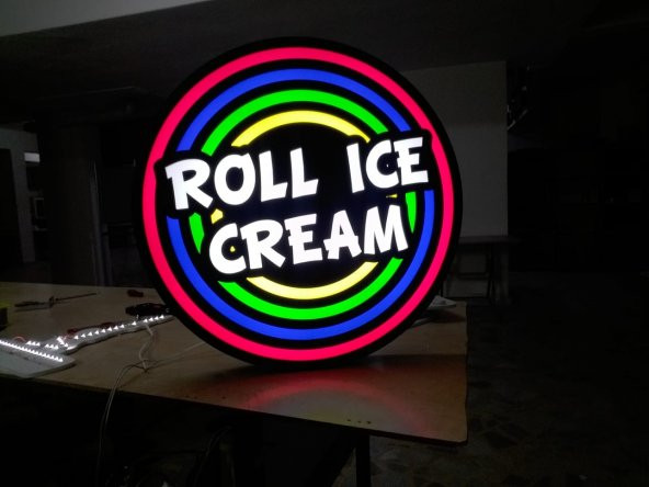 Roll İce Cream Donduma Tabela 3D Led Neon Etkili Işıklı Tabela Kutu Harf Depo Reklam Tabela İstanbul ürün görseli