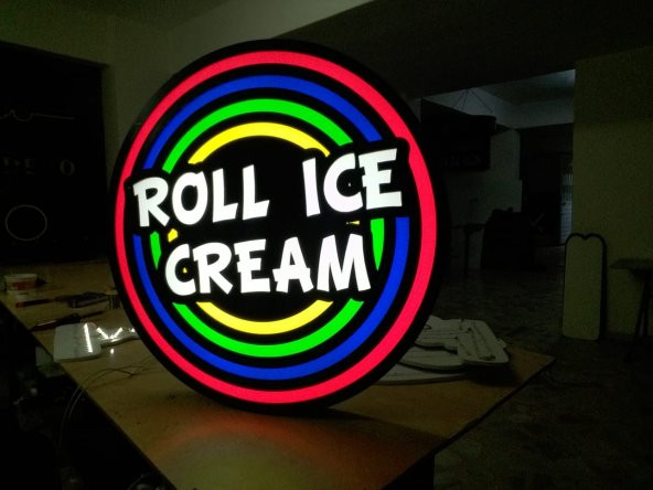 Roll İce Cream Donduma Tabela 3D Led Neon Etkili Işıklı Tabela Kutu Harf Depo Reklam Tabela İstanbul - Resim 2