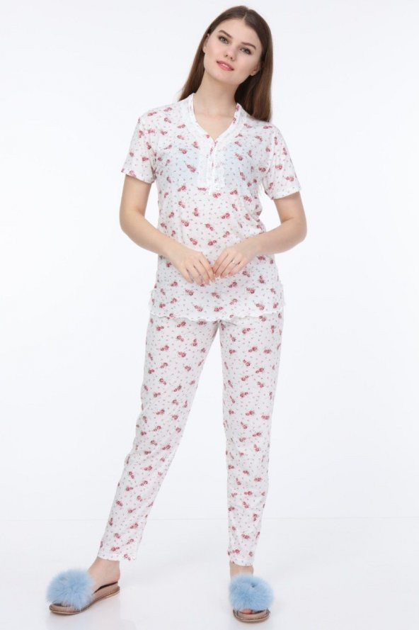 LadyMina Modern Dantelli Kısa Kol Pijama Takımı