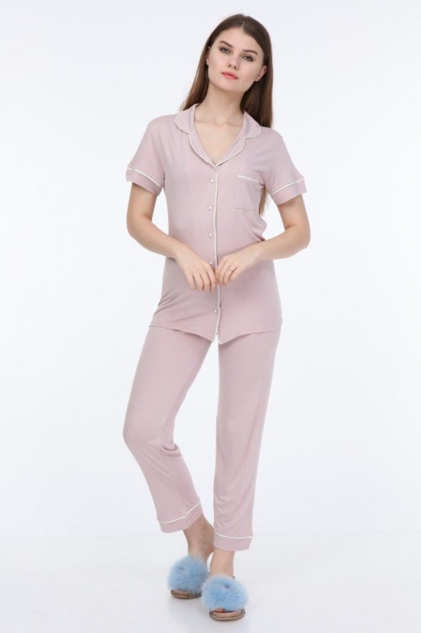 LadyMina Pudra Renk Pijama Takımı