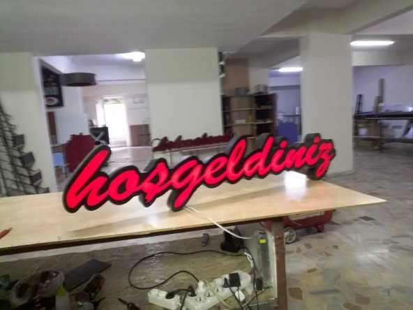 Hoşgeldiniz Welcome Yazılı Tabela 3D Led Neon Etkili Işıklı Tabela Kutu Harf Depo Reklam Kartal - 2