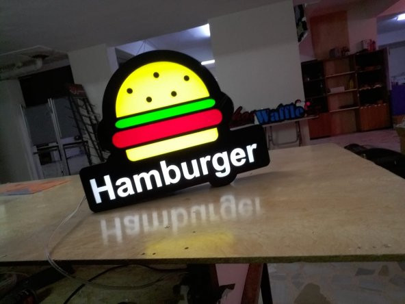 Hamburger Görselli Tabela 3D Led Neon Etkili Işıklı Tabela Kutu Harf Depo Reklam Tabela İstanbul - Resim 2