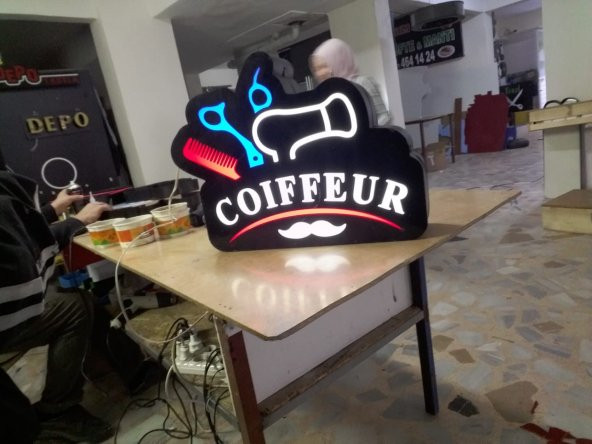 Coiffeur Kuaför Tabela 3D Led Neon Etkili Işıklı Tabela Kutu Harf Depo Reklam Atalar İstanbul Kartal - 2