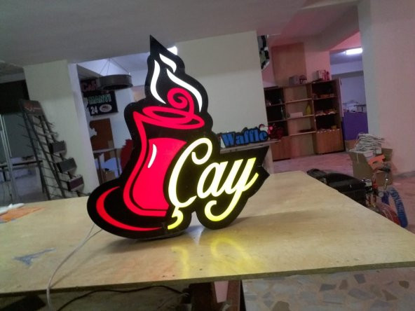 Bardak Çay Tabela 3D Led Neon Etkili Işıklı Tabela Kutu Harf Depo Reklam Tabela Siz Hayal Edin