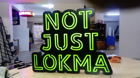 Not Just Lokma Yazılı Lokmacı Tabelası 3D Led Neon Etkili Işıklı Tabela Kutu Harf Butik Tabela Depo - Resim 2
