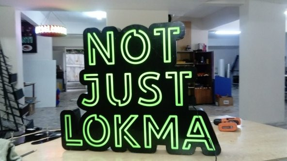 Not Just Lokma Yazılı Lokmacı Tabelası 3D Led Neon Etkili Işıklı Tabela Kutu Harf Butik Tabela Depo - Resim 4