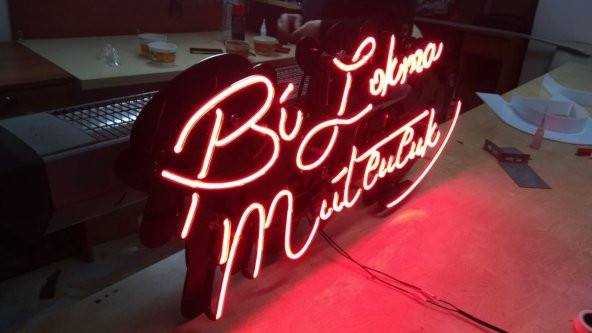 Bi Lokma Mutluluk 3D Neon Tabela Kırmızı Led Tabela Kutu Harf Depo Reklam Kartal İstanbul Tabela