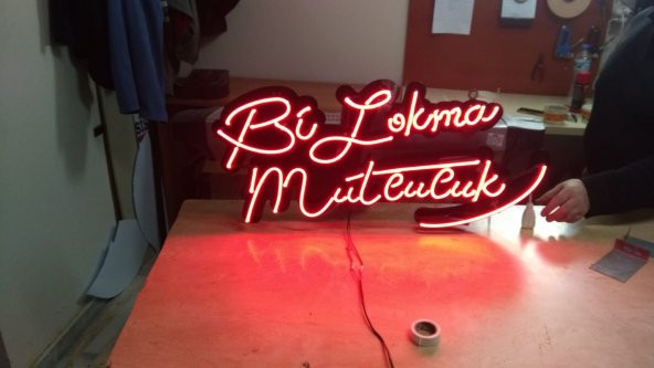Bi Lokma Mutluluk 3D Neon Tabela Kırmızı Led Tabela Kutu Harf Depo Reklam Kartal İstanbul Tabela - Resim 3