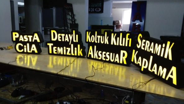 Oto Pasta Cila Detaylı Temizlik Koltuk Kılıfı Seramik Kaplama Tabelalari 3D Led Tabela Neon Etkili ürün görseli