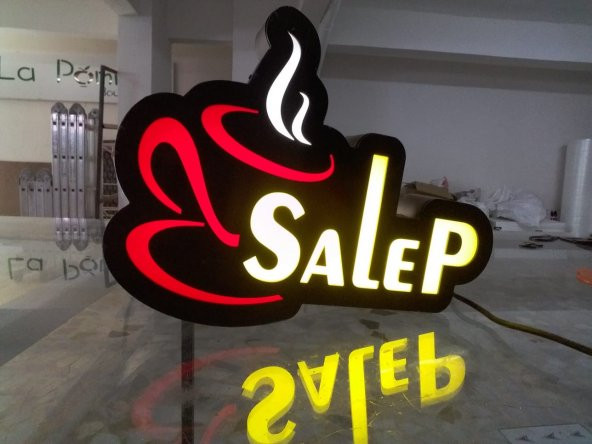Salep Cafe Tabelası 3D Led Neon Etkili Işıklı Tabela Kutu Harf Depo Reklam Tabela Kartal İstanbul - Resim 2