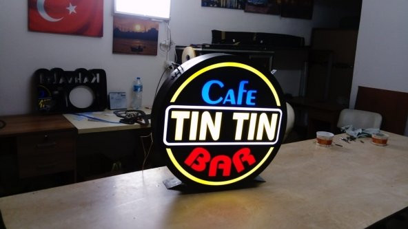 Cafe Tıntın Bar Tabelası 3D Led Neon Etkili Işıklı Tabela Kutu Harf Depo Reklam Tabela Kartal Atalar - Resim 2