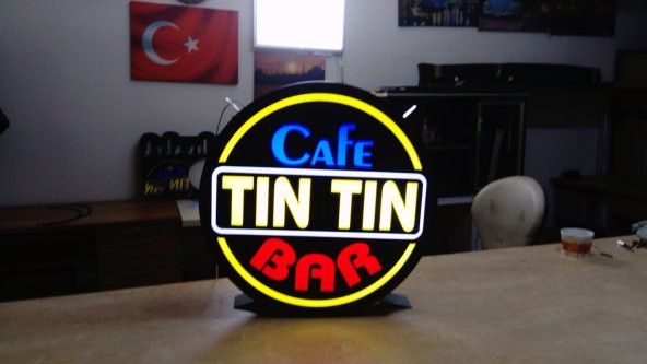 Cafe Tıntın Bar Tabelası 3D Led Neon Etkili Işıklı Tabela Kutu Harf Depo Reklam Tabela Kartal Atalar - Resim 3