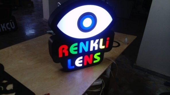 Renkli Lens Optik Gözlükçü Tabelası 3D Led Neon Etkili Işıklı Tabela Kutu Harf Depo Reklam Tabela