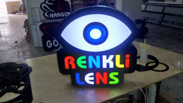 Renkli Lens Optik Gözlükçü Tabelası 3D Led Neon Etkili Işıklı Tabela Kutu Harf Depo Reklam Tabela - 2