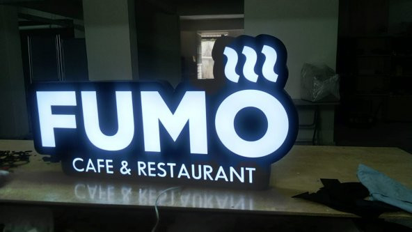 Fumo Cafe Tabelası 3D Led Neon Etkili Işıklı Tabela Kutu Harf Depo Reklam Tabela Kartal İstanbul - 3