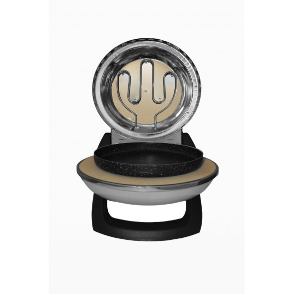 Erato Taşfırınım Doğal Taş Tabanlı Pizza Makinesi Taş Fırın Seti Hediyeli - ANTRASİT - 3