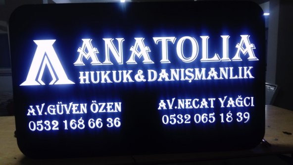 Anatolia Hukuk Tabelası 3D Led Neon Etkili Işıklı Tabela Kutu Harf Depo Reklam Tabela Atalar Kartal - Resim 2