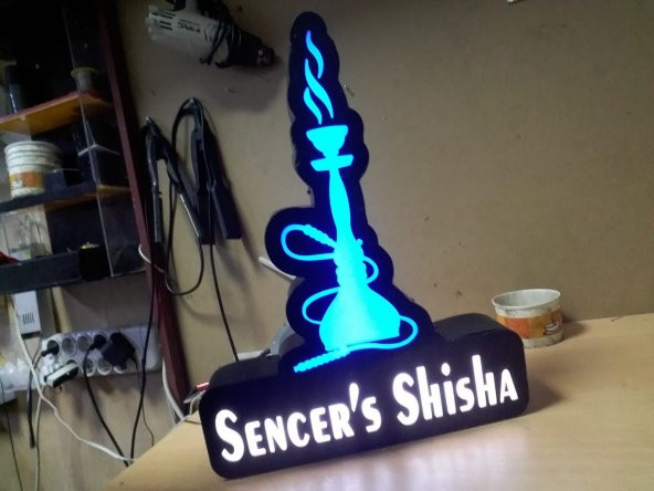 Sencer's Sisha Tabelası 3D Led Tabela Neon Etkili Işıklı Tabela Kutu Harf Depo Reklam Tabela Kartal