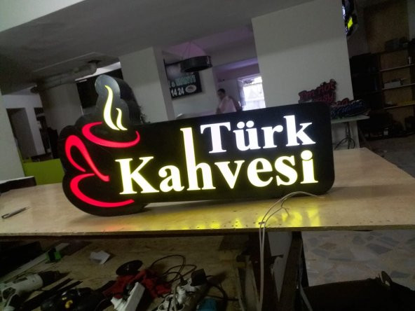 Türk Kahve Tabelası 3D Led Neon Etkili Işıklı Tabela Kutu Harf Depo Reklam Tabela En Ucuz Tabela - 2