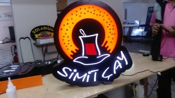 Simit Çay Kahvaltı Tabelası 3D Led Neon Etkili Işıklı Tabela Kutu Harf Depo Reklam Tabela Butik Şile