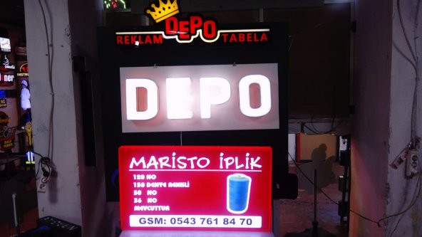 Maristo İplik Tabelasi 3D Led Neon Etkili Işıklı Tabela Kutu Harf Depo Reklam Tabela Kartal İstanbul ürün görseli 1