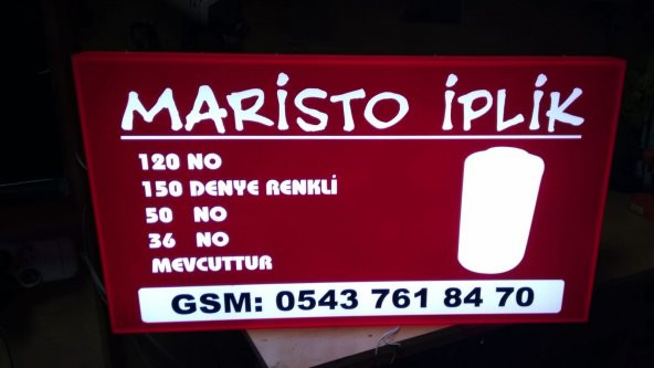 Maristo İplik Tabelasi 3D Led Neon Etkili Işıklı Tabela Kutu Harf Depo Reklam Tabela Kartal İstanbul - Resim 3