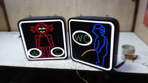 Wc Tuvalet Toilet Bay Bayan Tabelası 3D Led Neon Etkili Işıklı En Ucuz Tabela Kutu Harf Depo Reklam - 1