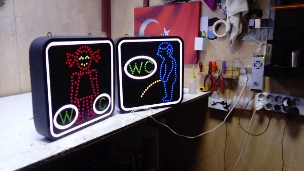 Wc Tuvalet Toilet Bay Bayan Tabelası 3D Led Neon Etkili Işıklı En Ucuz Tabela Kutu Harf Depo Reklam - 3