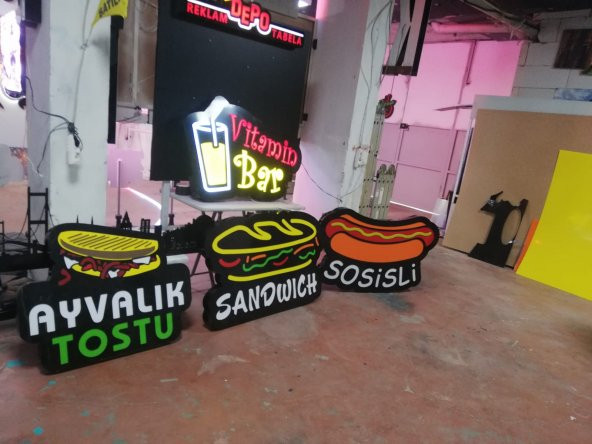 Ayvalik Tost Vitamin Bar Sandwich Sosisli 3d Led Tabela Neon Etkili Işıklı Depo Reklam İstanbul