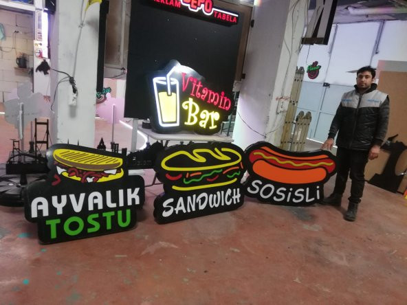 Ayvalik Tost Vitamin Bar Sandwich Sosisli 3d Led Tabela Neon Etkili Işıklı Depo Reklam İstanbul - 2