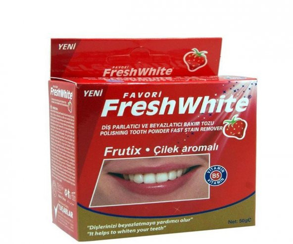Fresh White Diş Parlatıcı Ve Beyazlatıcı Bakım Tozu 50G - Çilek Aromalı